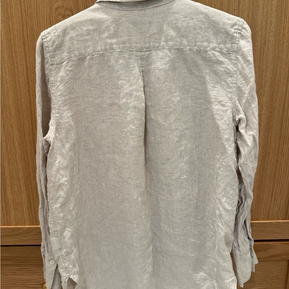 TALBOTS Linen Boyfriend Button Down in Oatmeal - Picture 6 of 7